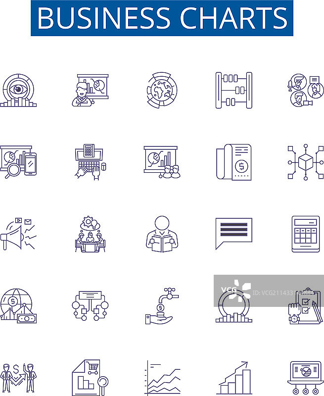 商业图表线性图标设计图片素材