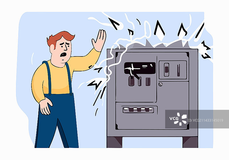 男子在仪表盘上触电图片素材