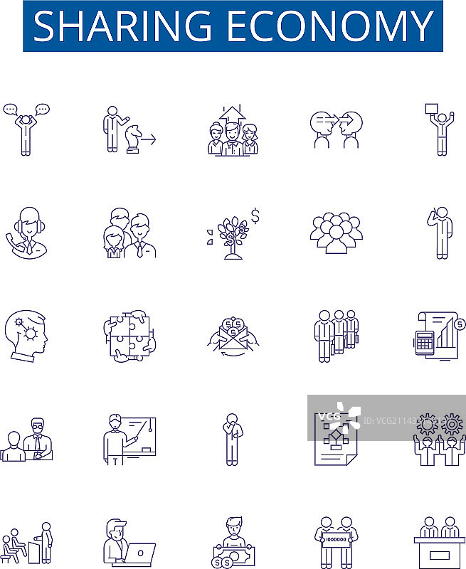 共享经济线性图标集设计图片素材