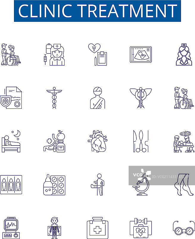 诊所治疗线性图标标志设计图片素材