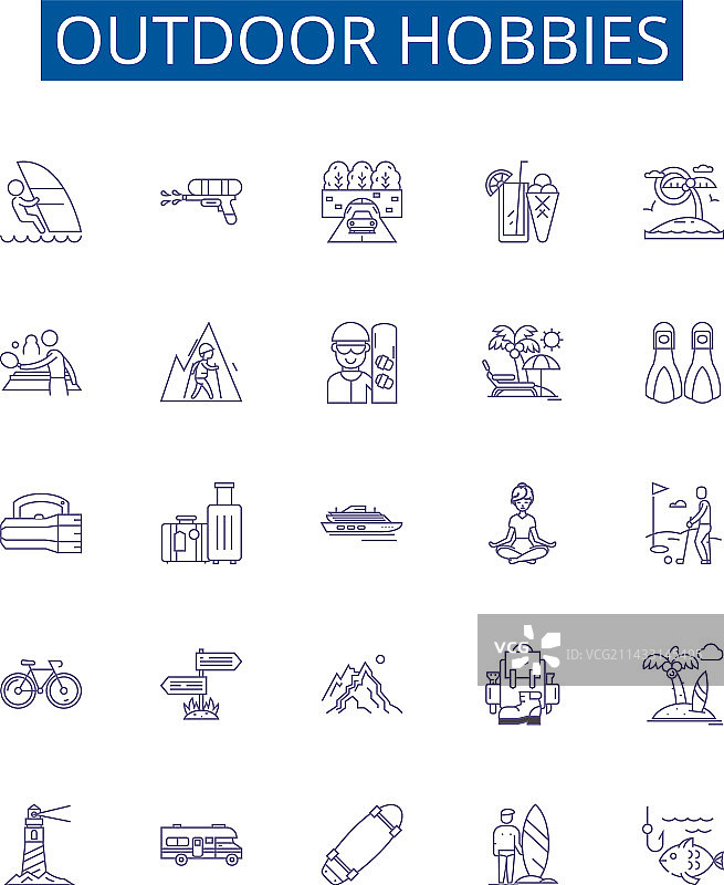户外爱好线性图标设计合集图片素材