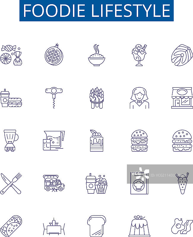 美食生活方式线性图标集设计图片素材