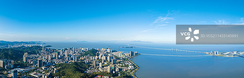 航拍珠海拱北城市风光天际线图片素材