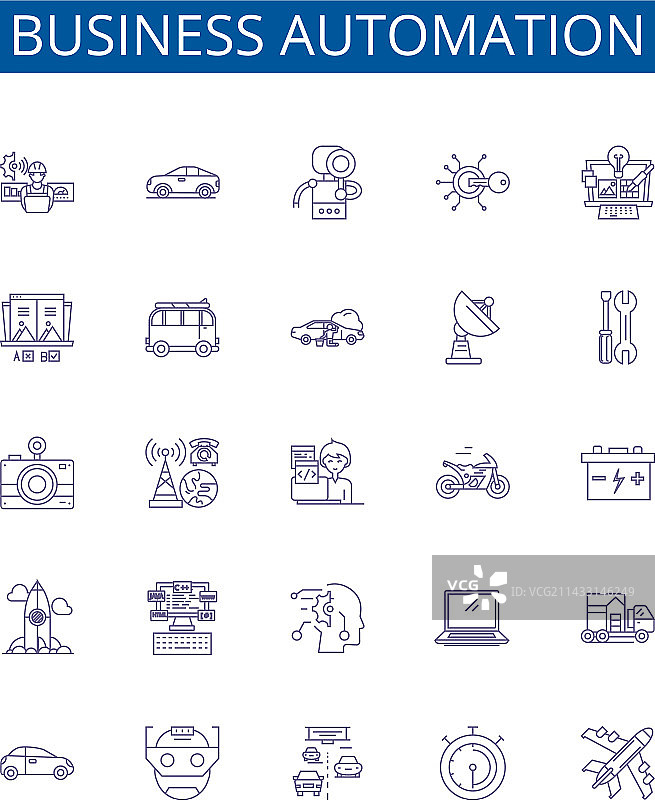 企业自动化线性图标集设计图片素材