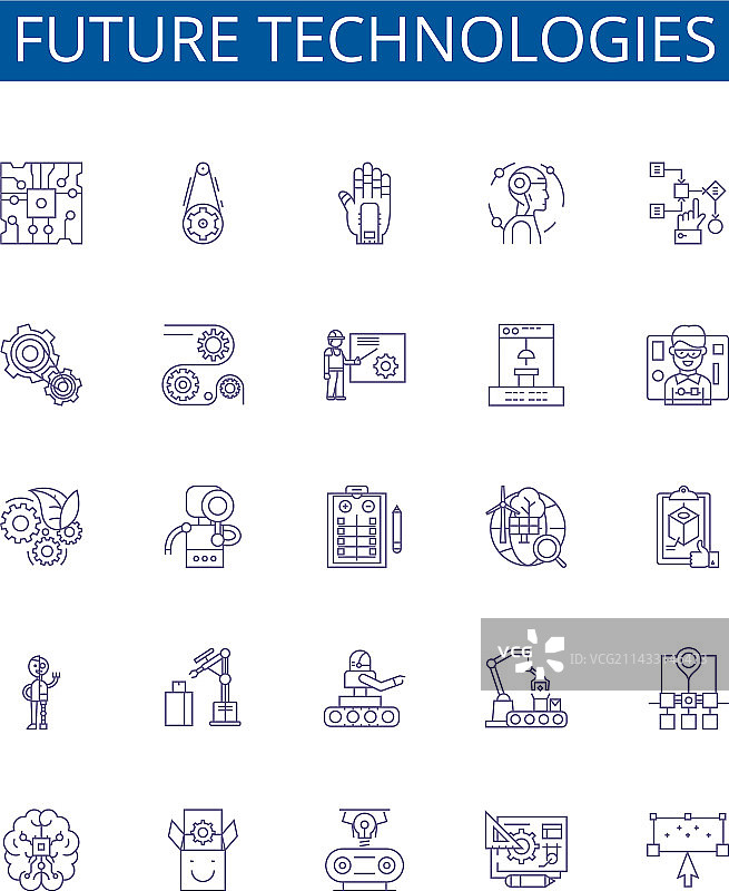 未来科技线性图标集设计图片素材