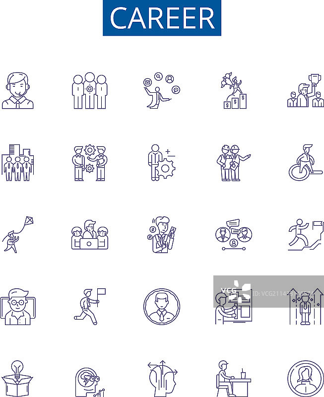 职业生涯线性图标标志合集图片素材