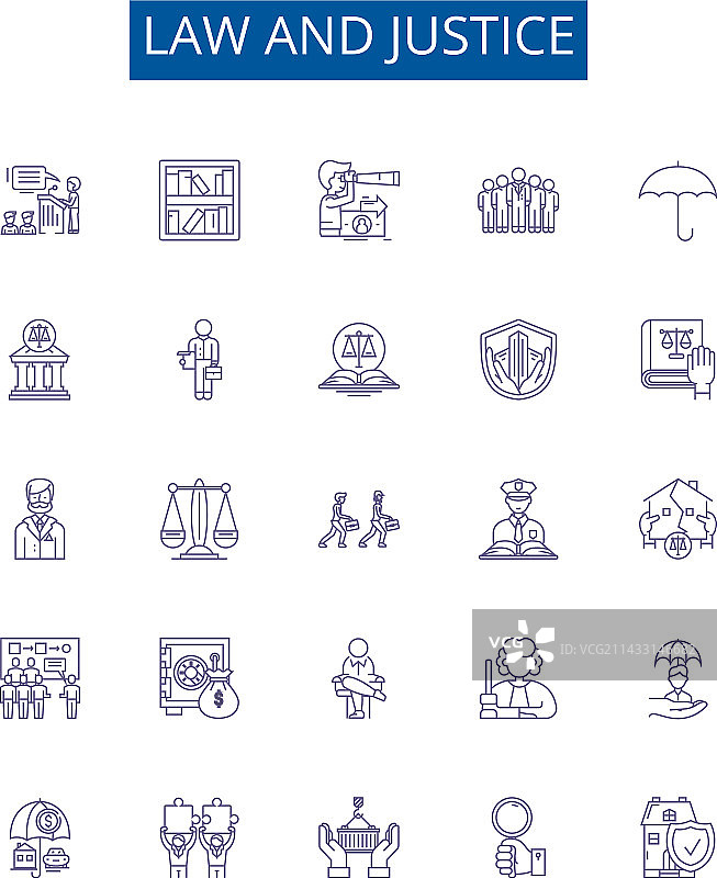 法律与正义线性图标符号集设计图片素材