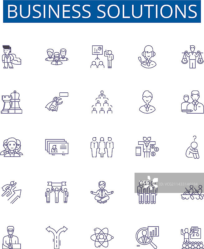 商业解决方案线性图标标志设计图片素材