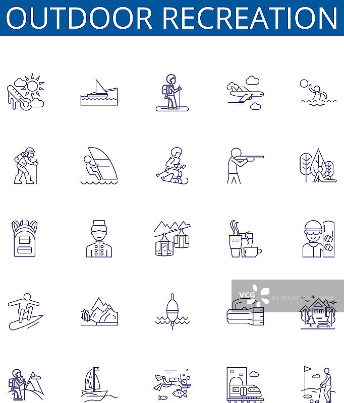 户外休闲线性图标标志设计图片素材