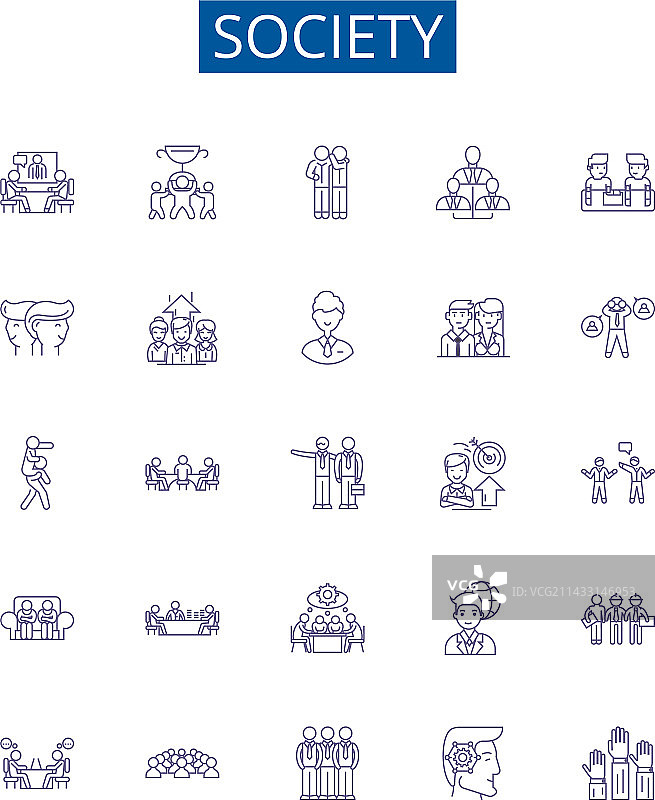 社会线性图标标志集设计图片素材