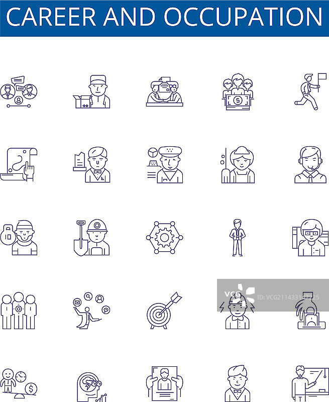 职业与职业线性图标符号集设计图片素材