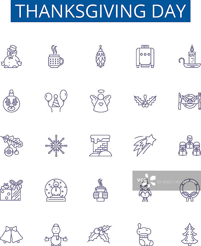 感恩节线条图标标志设计图片素材