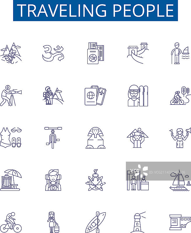 旅行人群线性图标标志设计图片素材