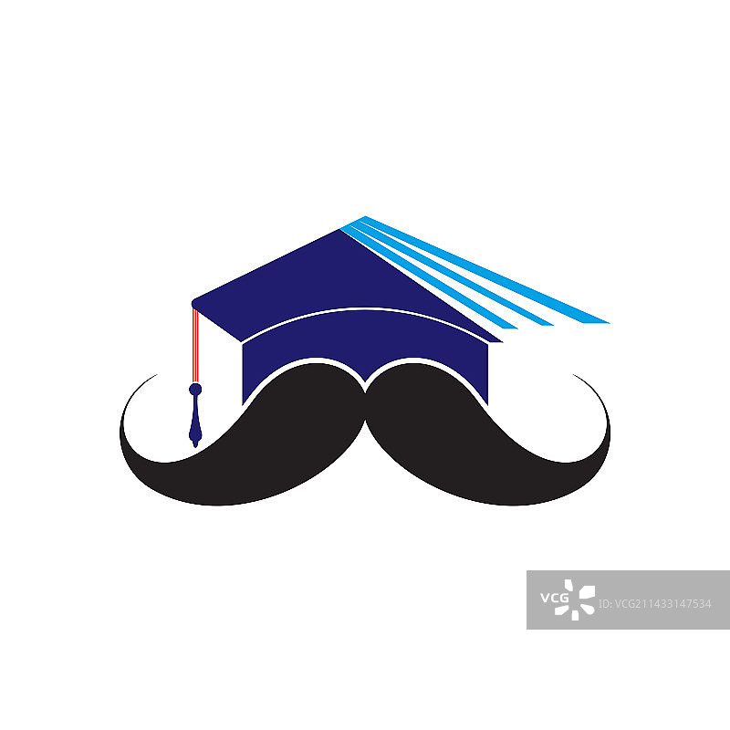 帽子毕业与胡子图标设计图片素材