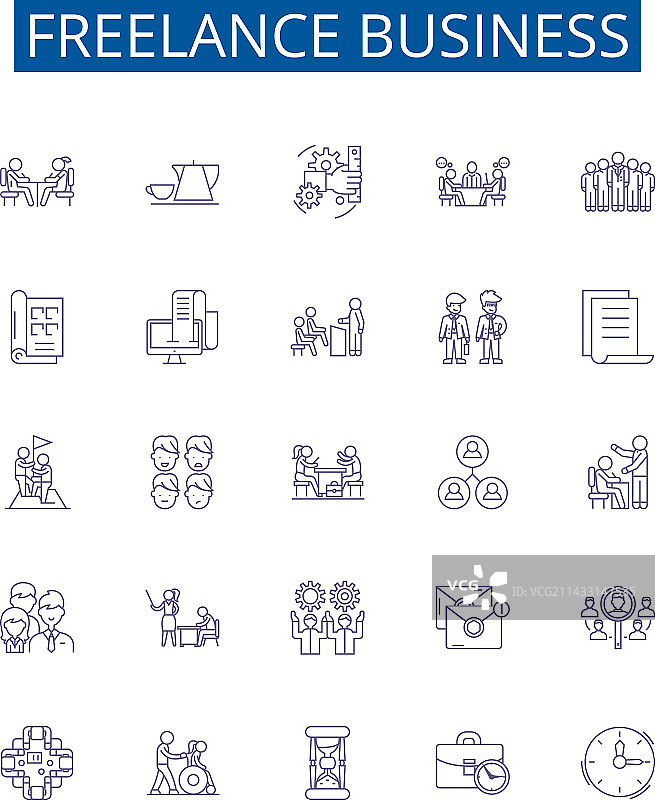 自由职业商业线性图标符号设计图片素材