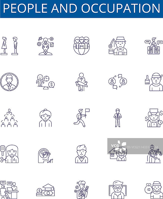 人物与职业线性图标设计图片素材