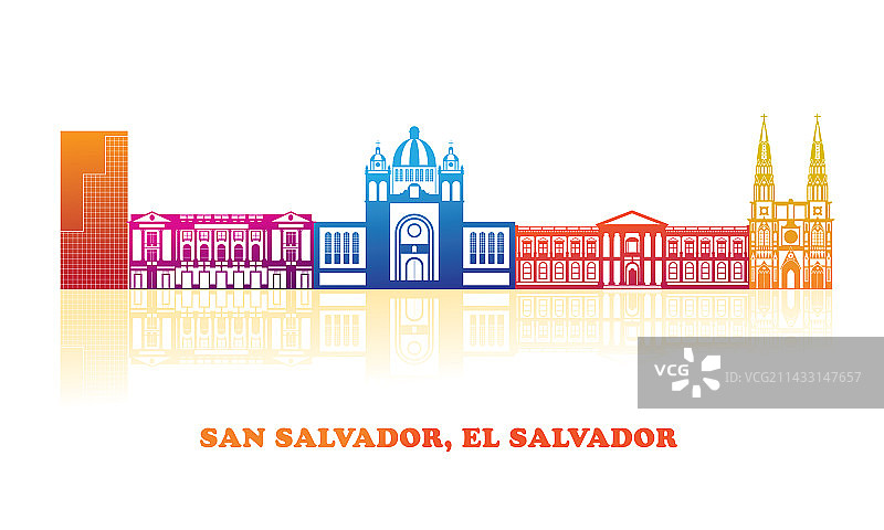 圣萨尔瓦多城市天际线全景图片素材