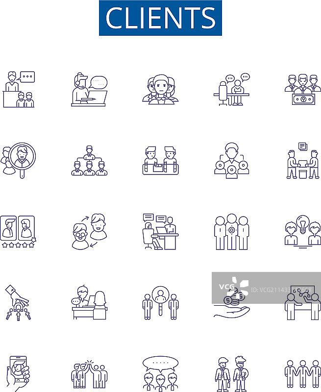 客户线条图标集图片素材