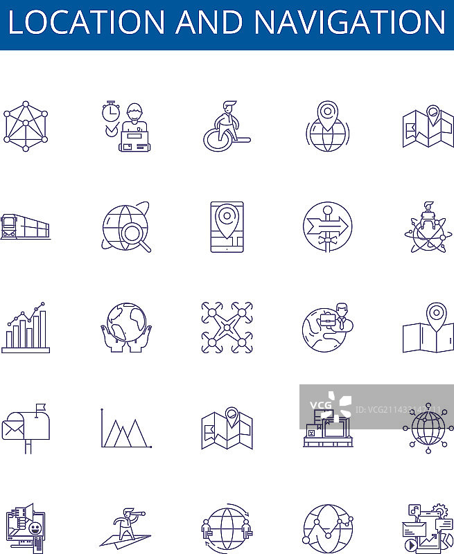 位置和导航线性图标集图片素材
