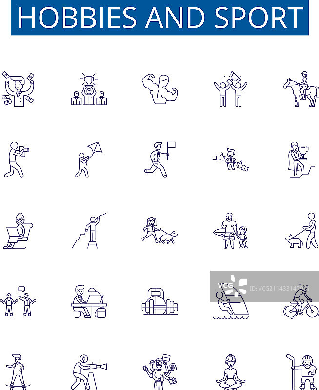 爱好与运动线性图标集设计图片素材