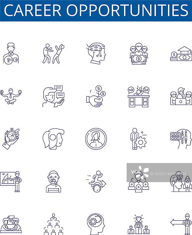 职业机会线性图标符号集设计图片素材