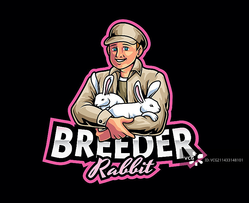 兔子育种员吉祥物标志设计图片素材