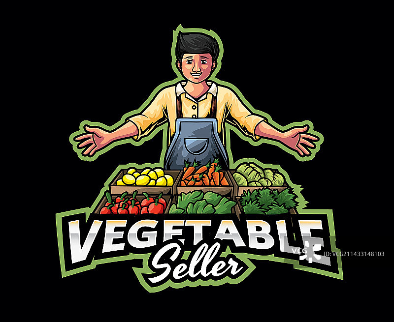 蔬菜销售员吉祥物Logo设计图片素材