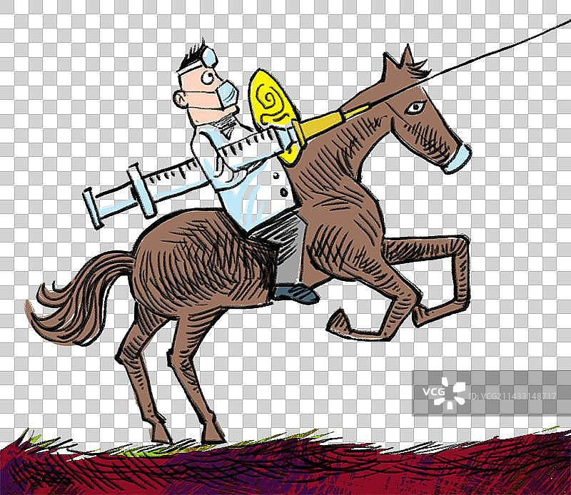 注射器 马 守护 对抗病毒 医生图片素材