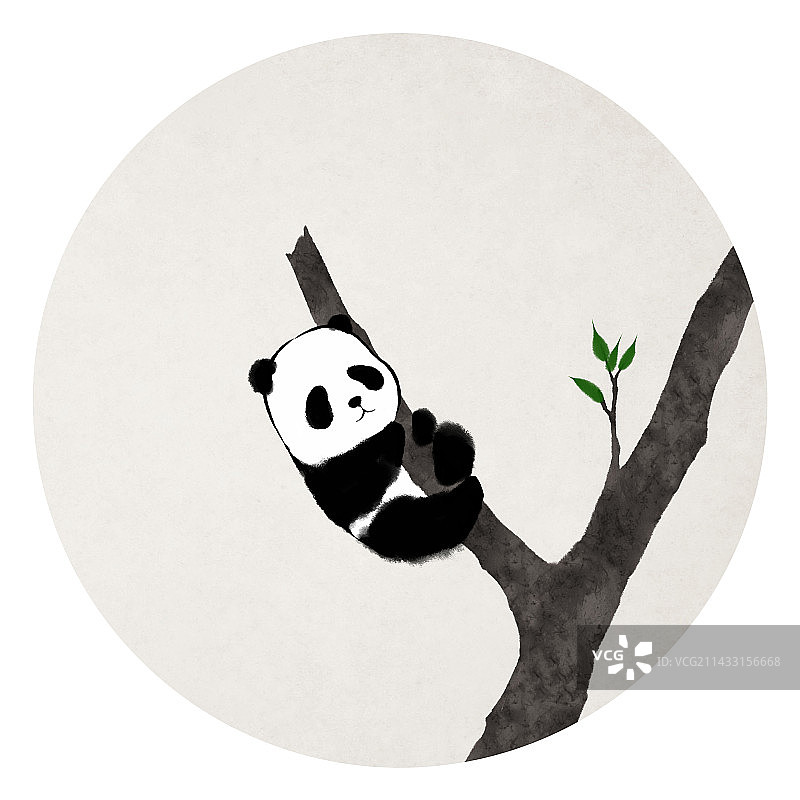 熊猫爬树插画图片素材