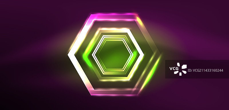 抽象的背景技术，霓虹六边形高科技图片素材