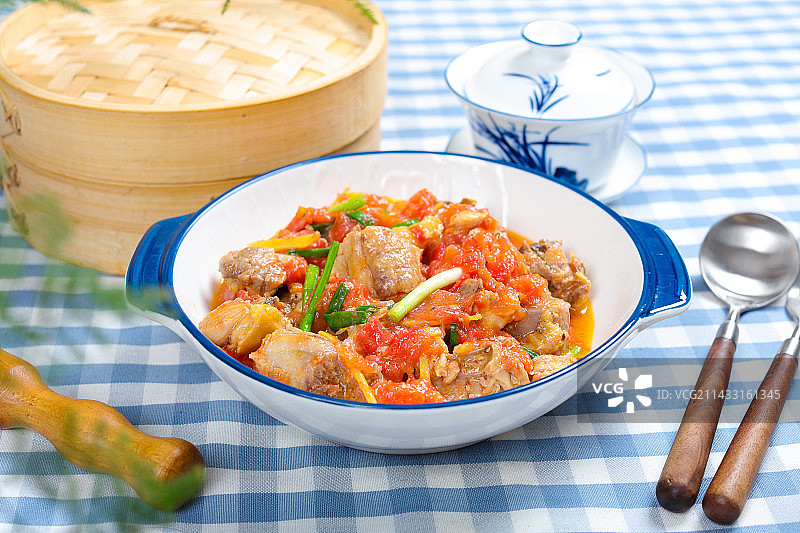 美味下酒菜西红柿红烧鸡块图片素材