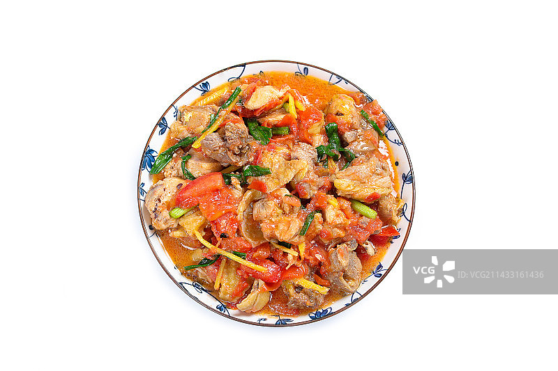 营养美味特色菜番茄炒鸡块图片素材