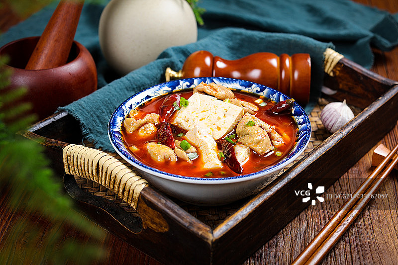 美味家常菜肥肠炖豆腐图片素材