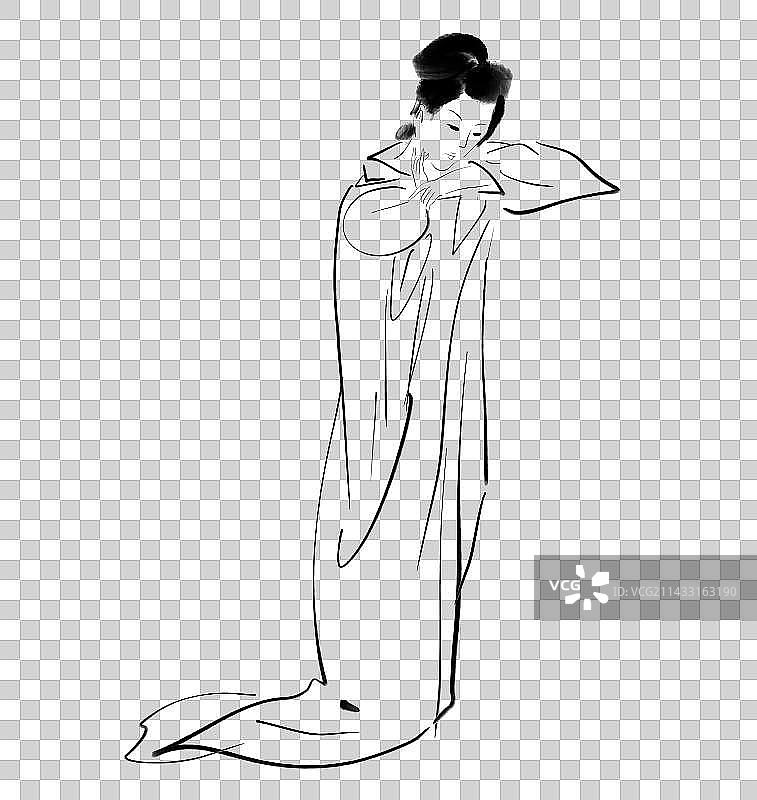 茶文化中国风古风女孩插画设计元素图片素材