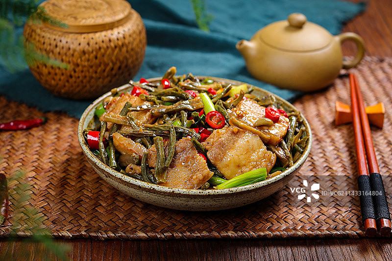 美味家常菜卜豆角炒回锅肉图片素材