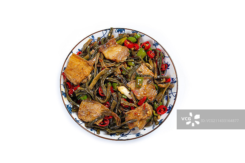 香辣美味特色菜长豆角干炒回锅肉图片素材