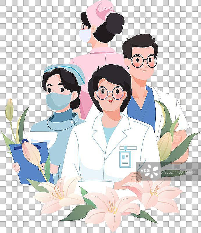 医生护士医疗人物矢量插画图片素材