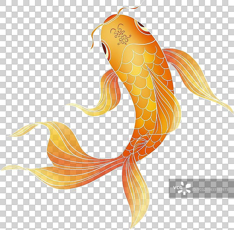 中国风金黄色鲤鱼锦鲤插画免抠元素图片素材