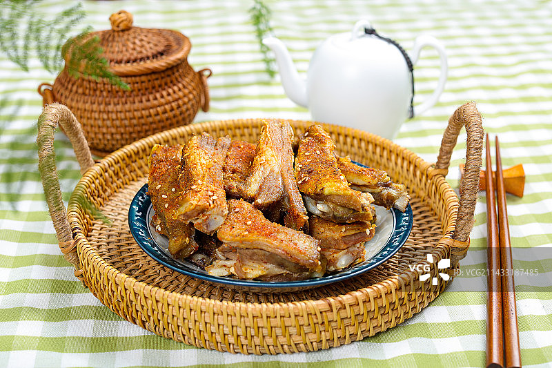 风味美食小吃手撕烤羊排图片素材