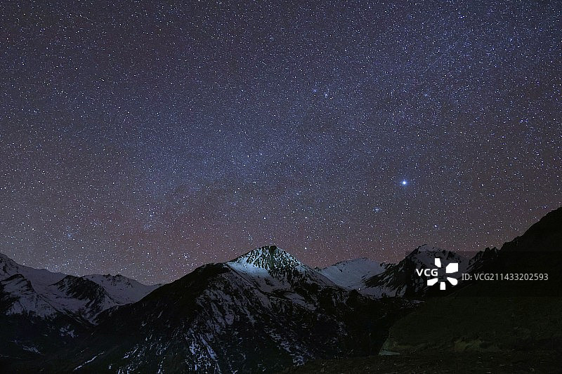 星空下的雪山图片素材