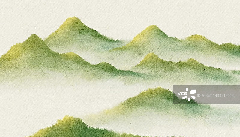 国风自然山脉风景插画图片素材