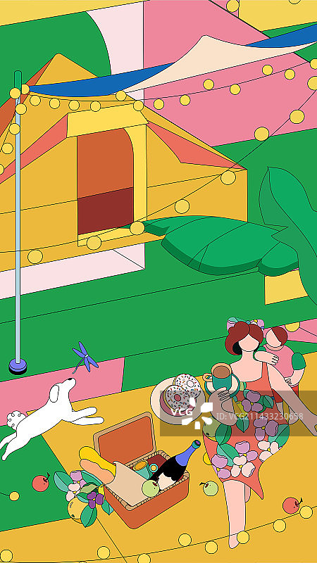 春夏季节母子营地露营度假图片素材