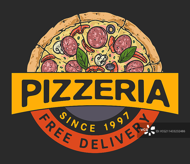 意大利披萨店彩色复古海报图片素材