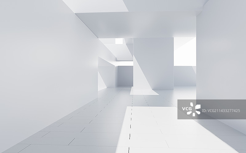 白色室外建筑空间背景 3D渲染图片素材