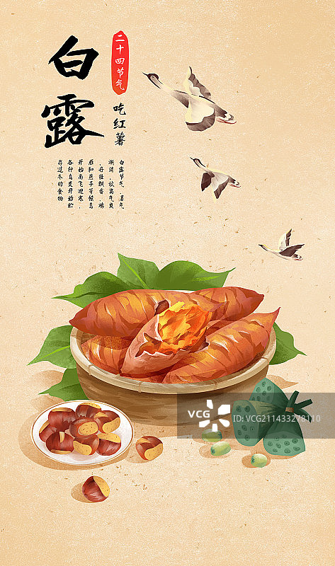 二十四节气之白露特色美食烤红薯和板栗 莲子图片素材