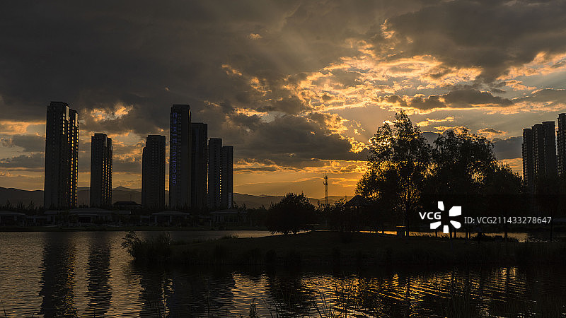 汾河晚霞图片素材