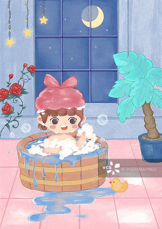 夜色正好应当洗澡图片素材