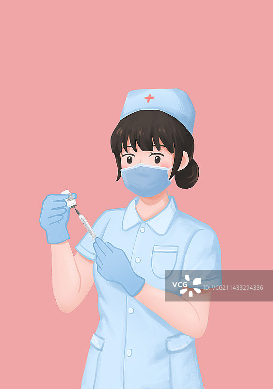 准备打针的戴口罩的护士插画图片素材