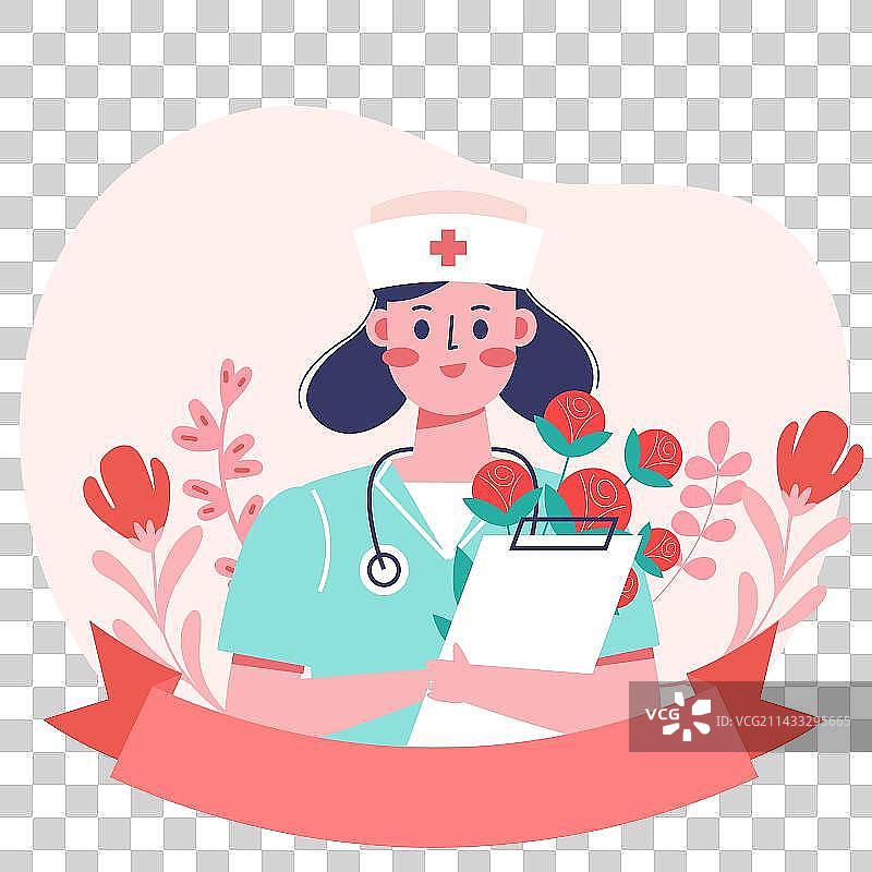 手捧着花的护士图片素材