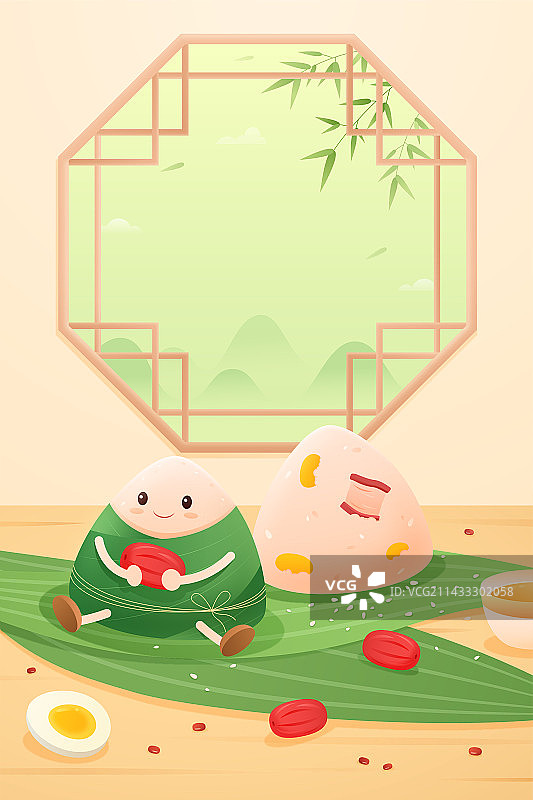 国风端午美食文化粽子创意插画图片素材